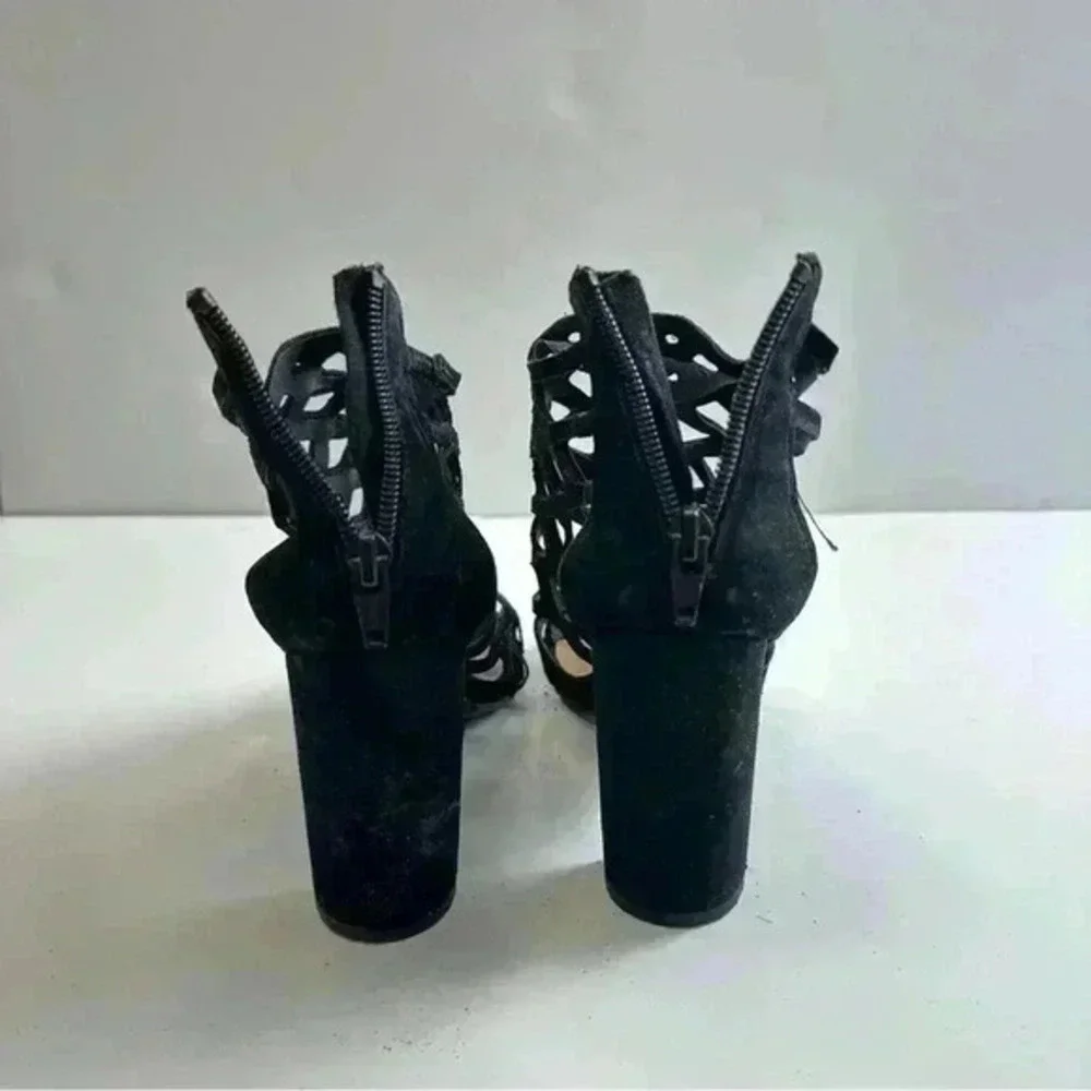 Material Girl Women’s Shoes Sandals Block Heels‎ Suede Black Size 6